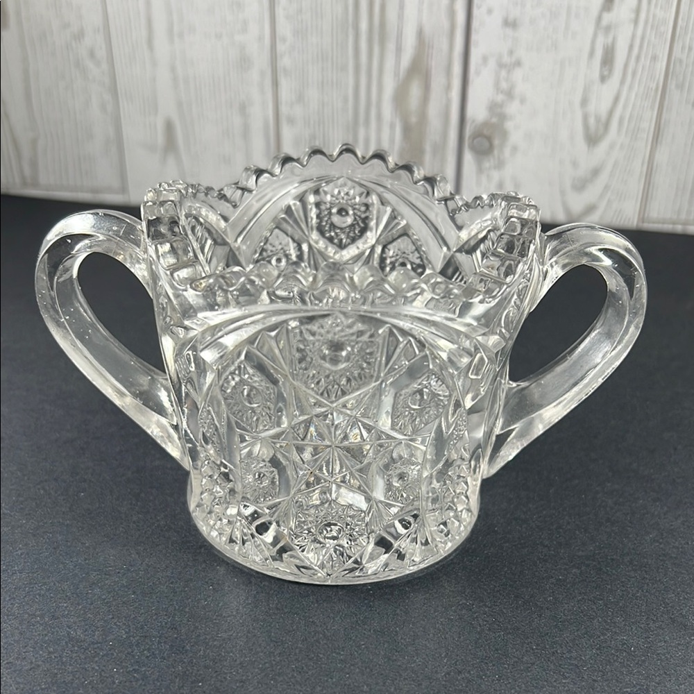 Elegant Vintage Clear Glass Sugar Bowl